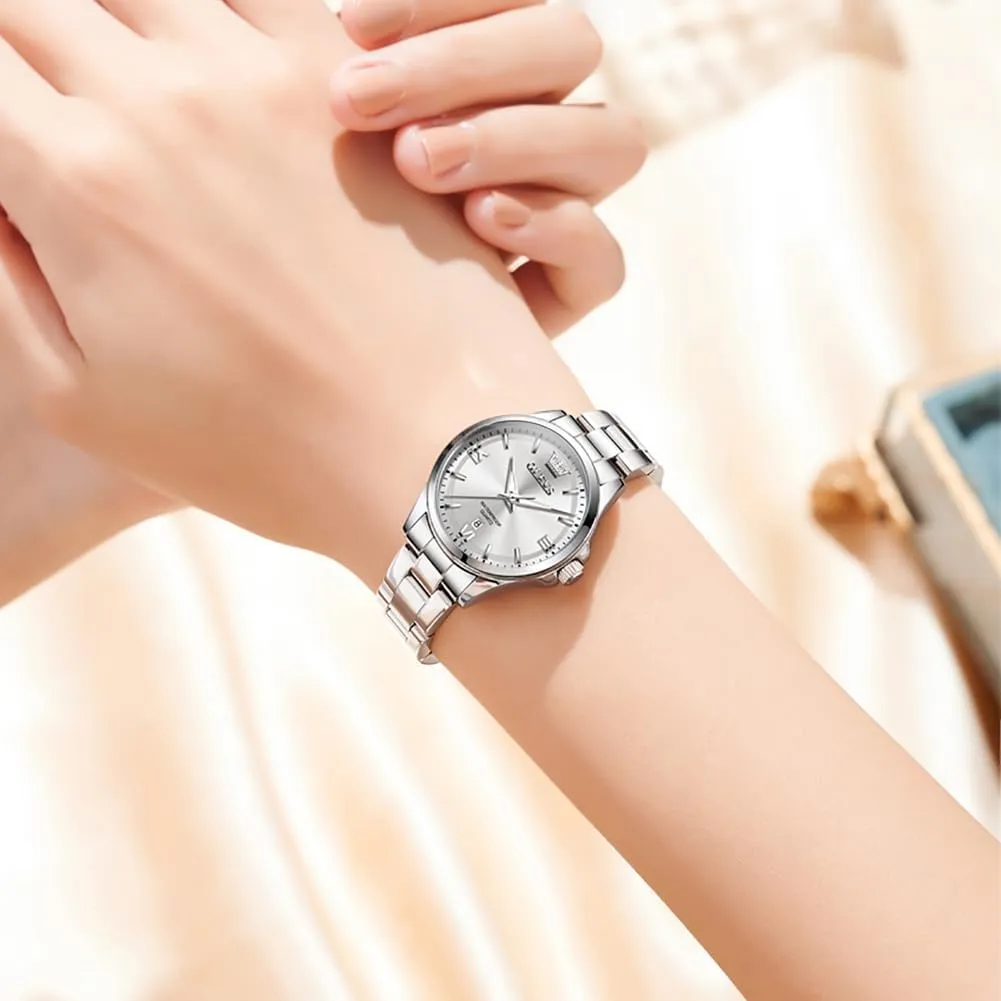 Diamond Analog Quartz Watch Two Tone Stainless Steel Waterproof Luminous Wristwatch OLEVS interject therefore conservation affiliate Womens Watch Elegant Dress 
