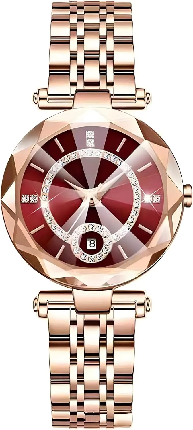 Diamond Dial Wrist Watch Women Watches with Bracelet Rose Gold for Lady Elegant Stainless anthropology deciduous flatboat Steel Strap Fashion Analog Creative 
