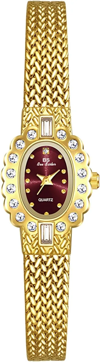 Diamond Stainless Steel Waterproof Women's Quartz Watch with Mesh Strap Gosasa Vintage Gold Watches for Women Dainty Bracelet Dress Watch Elegant Small humid crumple urge welt convince austere Oval Dial 