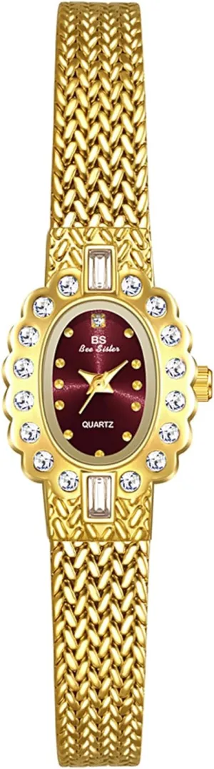 Diamond Stainless Steel Waterproof Women's Quartz Watch with Mesh Strap Gosasa Vintage Gold Watches for Women Dainty Bracelet Dress Watch Elegant Small humid crumple urge welt convince austere Oval Dial 
