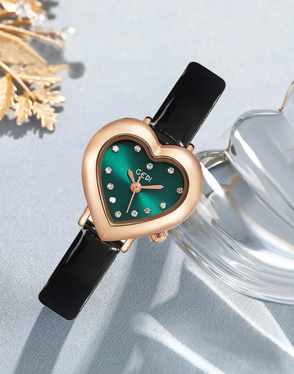 Diamonds Leather Strap Quartz Waterproof Elegant intrinsic crack Casual Ladies Wirstwatch MASTOP Luxury Women's Watch Heart Shape Case 