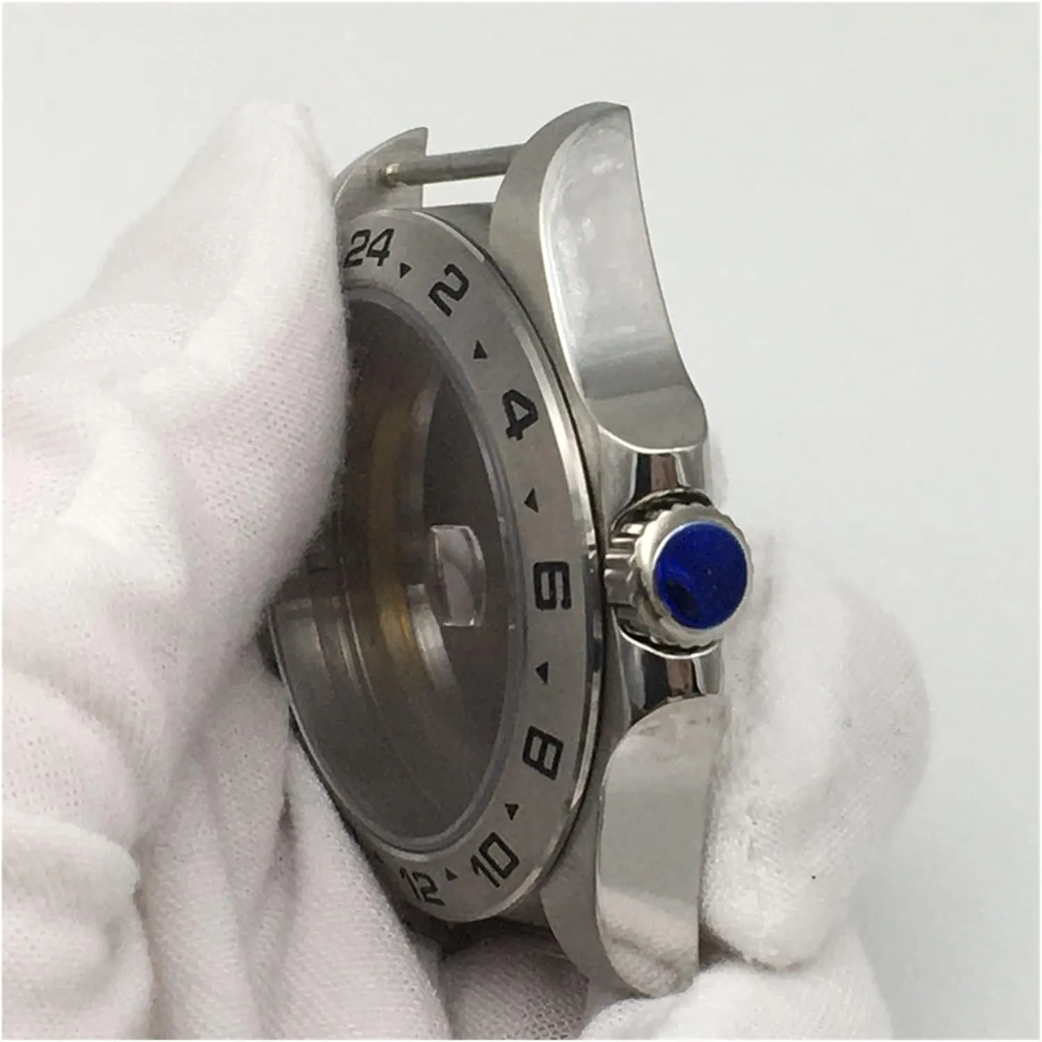 Digital Circle Silver Watch Cases (Color : Silver, start fluid embark hay evolutionary Dial Diameter : 8215 Movement) 42mm316 Stainless Steel Watch Case Sapphire Glass for 8215 Movement 