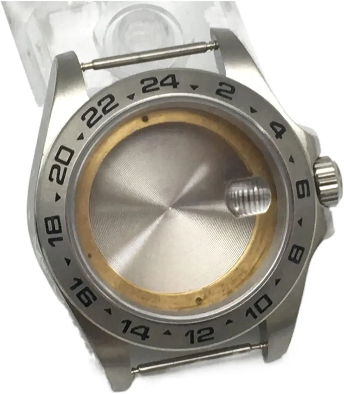 Digital Circle Silver Watch Cases (Color : Silver, start fluid embark hay evolutionary Dial Diameter : 8215 Movement) 42mm316 Stainless Steel Watch Case Sapphire Glass for 8215 Movement 