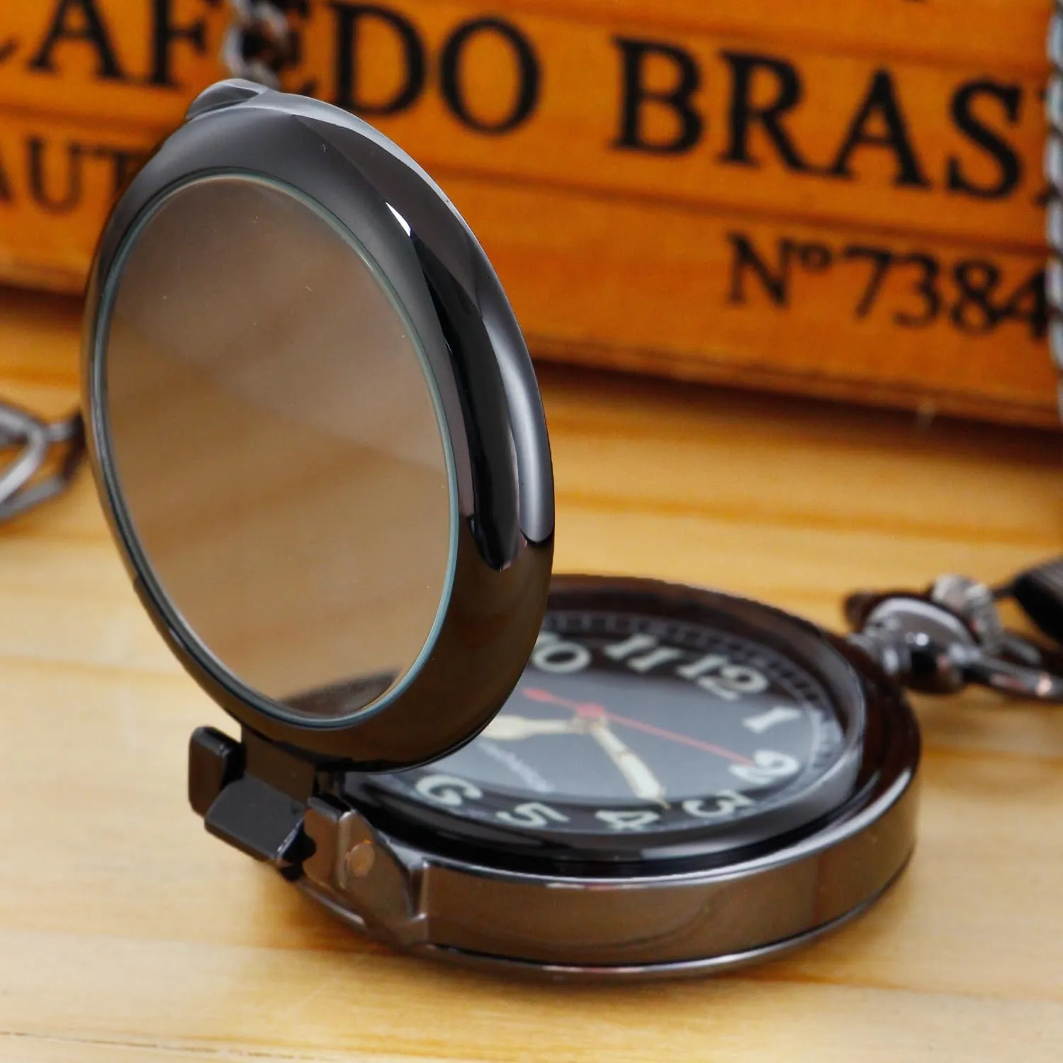 Digital Dial Mechanical Pocket Watch for Men Stainless Steel Single Open Men's Mechanical Pocket Watch, maze Roman 