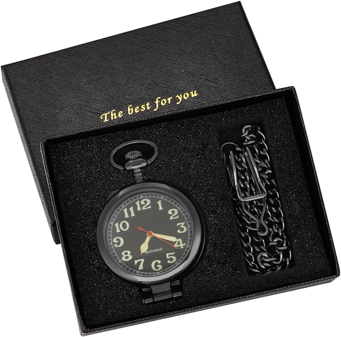 Digital Dial Mechanical Pocket Watch for Men Stainless Steel Single Open Men's Mechanical Pocket Watch, maze Roman 