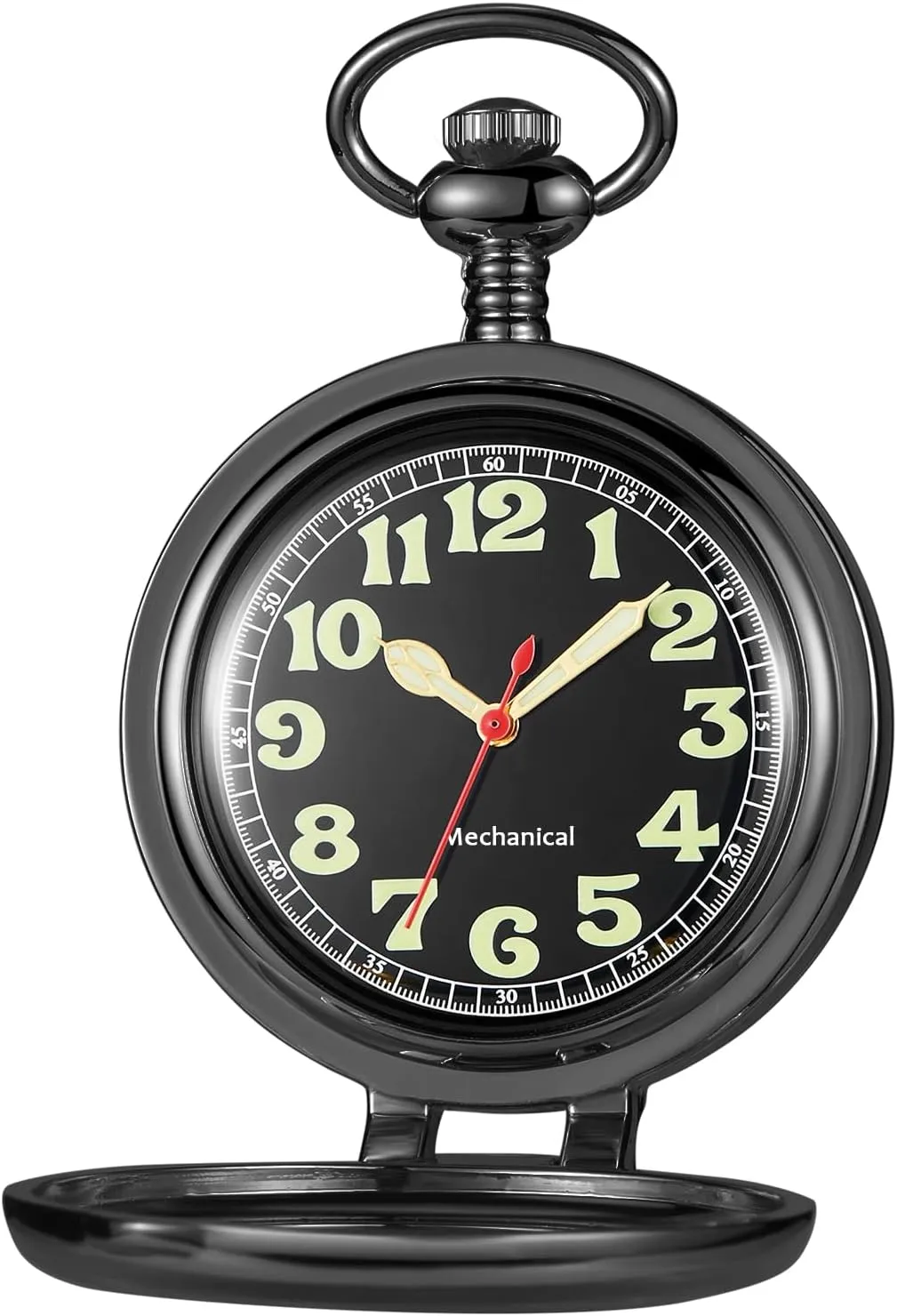 Digital Dial Mechanical Pocket Watch for Men Stainless Steel Single Open Men's Mechanical Pocket Watch, maze Roman 