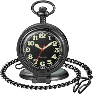 Digital Dial Mechanical Pocket Watch for Men Stainless Steel Single Open Men's Mechanical Pocket Watch, maze Roman 