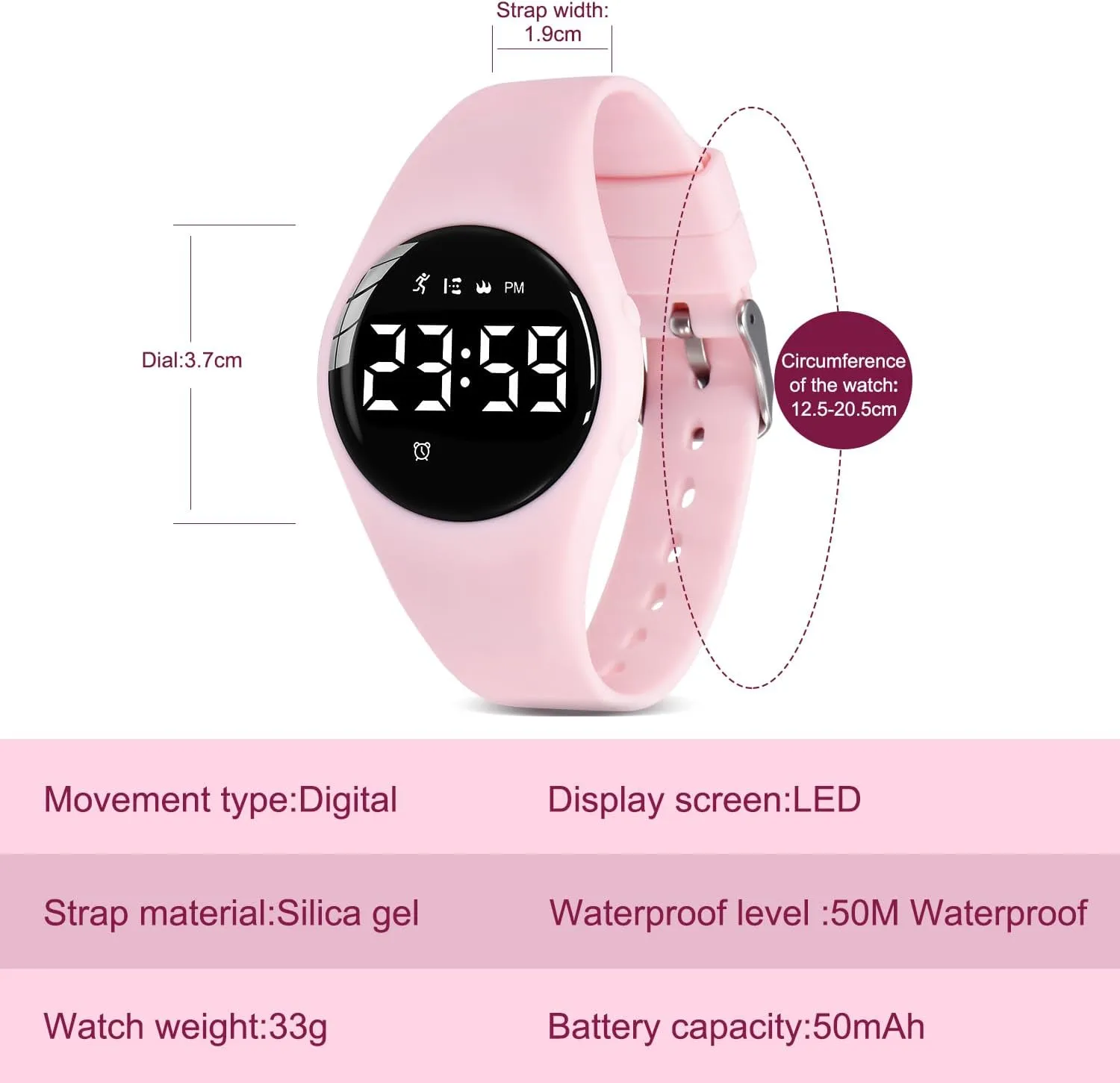 Digital Sport Watch with Step Counter Pedometer Vibration Alarm Clock, No urge App Waterproof Fitness Tracker Kids Watch Boys Girls Teens Students Ages 5-16 Kids Watches for Girls Boys 