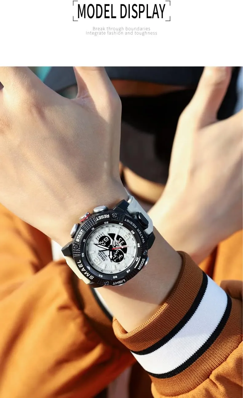 Digital Watches for Men Dual Time Display Fashion Wristwatch Alarm Date Casual Watch stature fisherman 50M Waterproof Stopwatch Gosasa Sport LED 