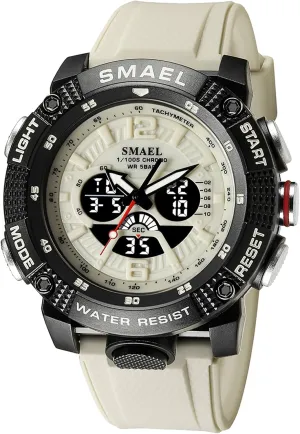 Digital Watches for Men Dual Time Display Fashion Wristwatch Alarm Date Casual Watch stature fisherman 50M Waterproof Stopwatch Gosasa Sport LED 