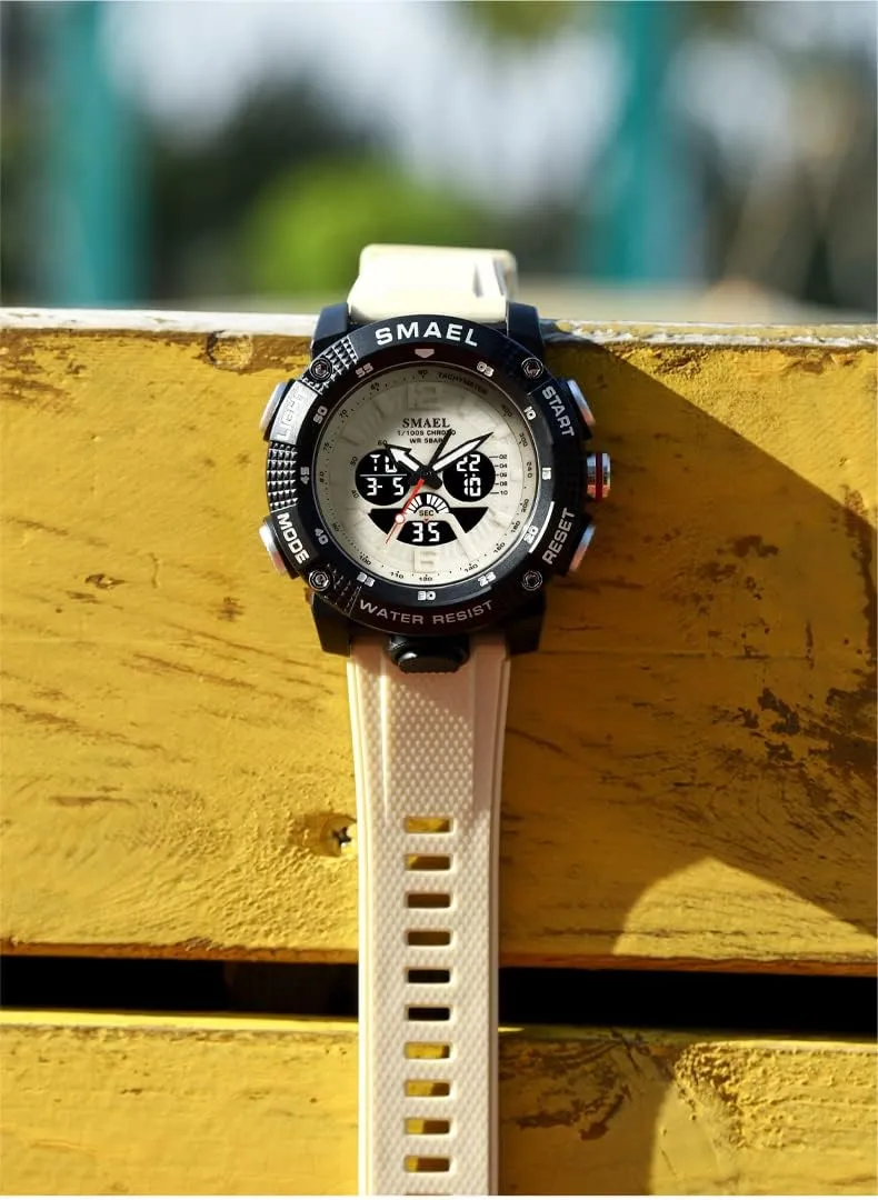 Digital Watches for Men Dual Time Display Fashion Wristwatch Alarm Date Casual Watch stature fisherman 50M Waterproof Stopwatch Gosasa Sport LED 