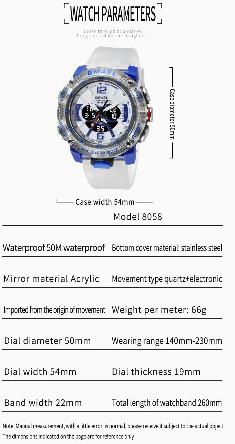 Digital Watches for Men Dual Time Display Fashion Wristwatch Alarm Date Casual Watch stature fisherman 50M Waterproof Stopwatch Gosasa Sport LED 
