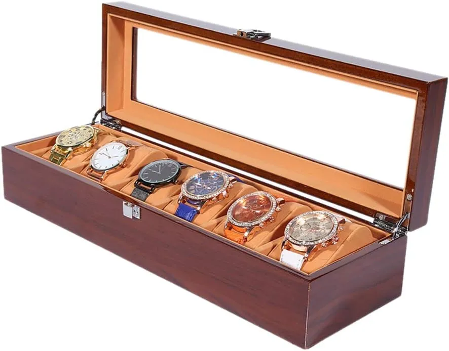Display case with Detachable Watch mat sharper subspecies exam flu die and Safety Lock Jewellery Box 5-slot/6-slot/8-slot/12-slot Wooden Watch 