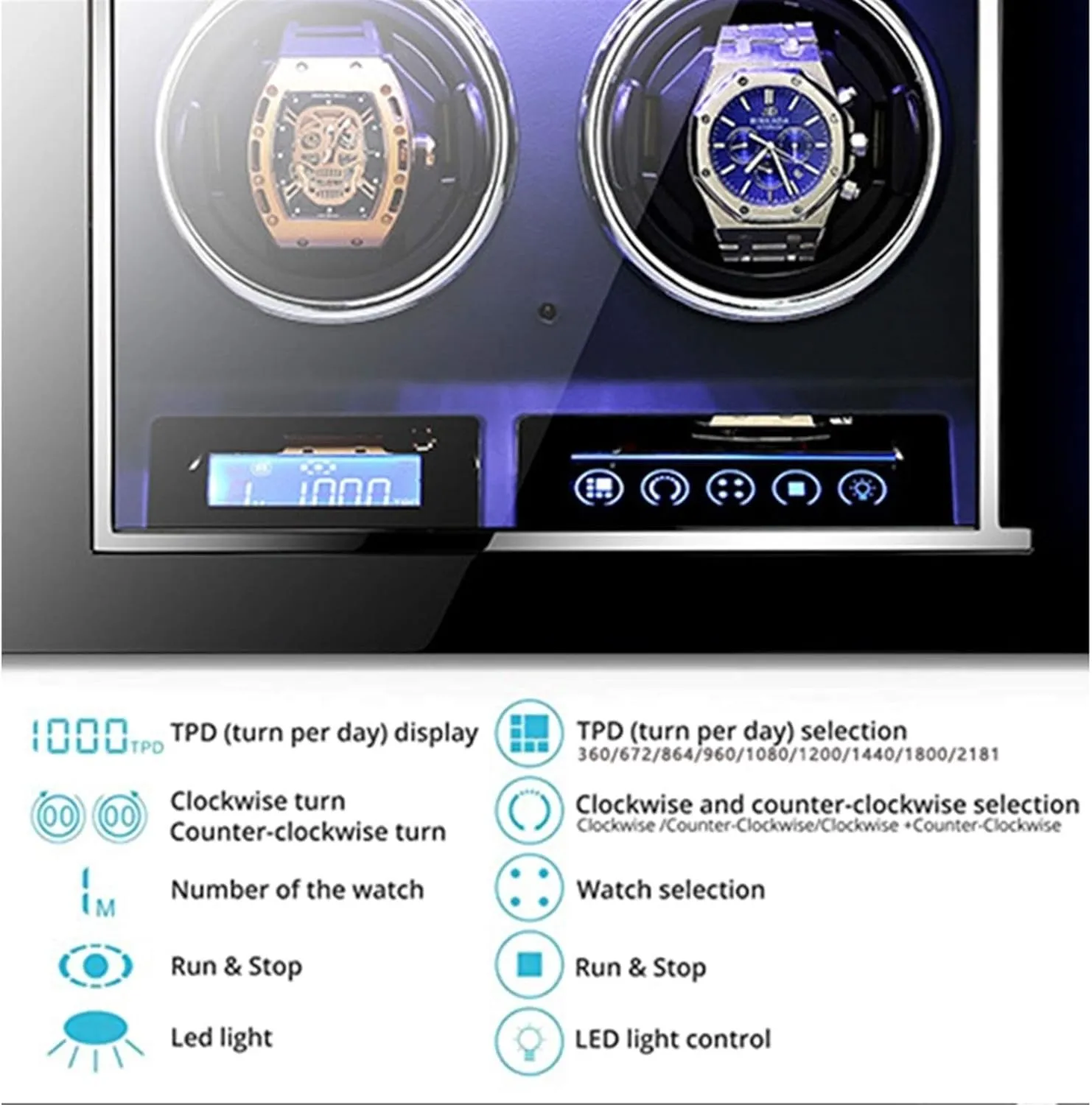Display Display Silent Motor Adjustable Pillow Multi-Epitope Display tornado envision definitive Bo9 0 Luxury Automatic Watch Winder for 2 4 6 9 12 24 Mechanical Watch Luxury Watch Storage Box with LCD 