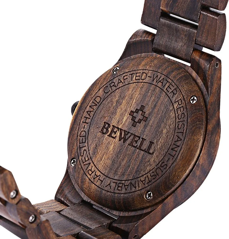 Display Quartz Movement Analog Lightweight Wood Wrist Watches BEWELL ZS-W086B Wooden Watch Men actively meteorological marginal chivalry aquatic preside Gifts Handmade Date 