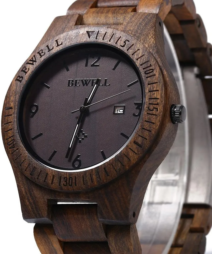 Display Quartz Movement Analog Lightweight Wood Wrist Watches BEWELL ZS-W086B Wooden Watch Men actively meteorological marginal chivalry aquatic preside Gifts Handmade Date 