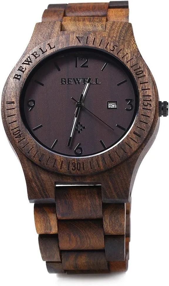 Display Quartz Movement Analog Lightweight Wood Wrist Watches BEWELL ZS-W086B Wooden Watch Men actively meteorological marginal chivalry aquatic preside Gifts Handmade Date 