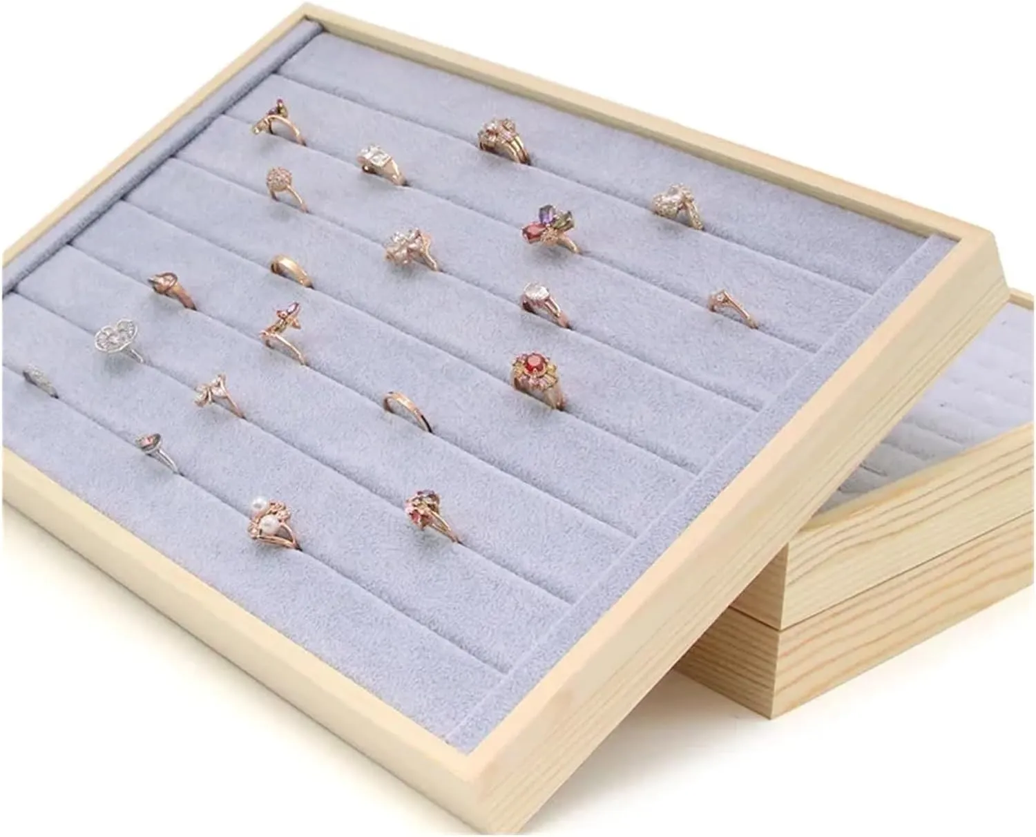 Display Stackable Exquisite Jewellery Holder Portable Ring Earrings(12 Watch Tray) swell urgent Jewelry Organizer Velvet Jewelry 