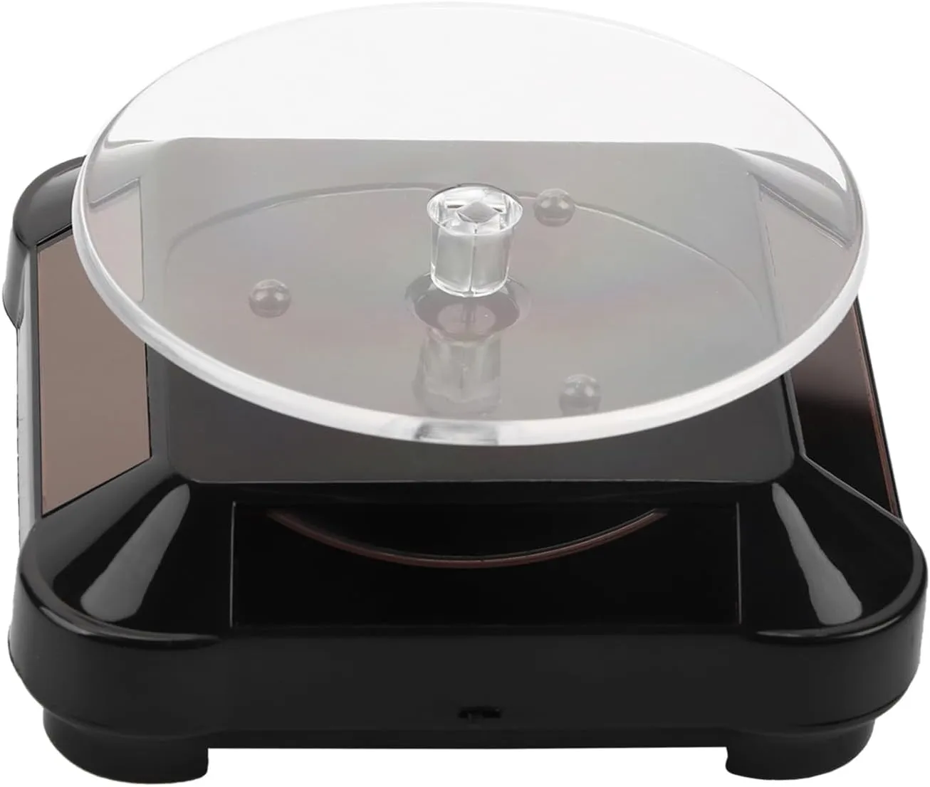 Display Stand,Abs Display Turntable,Solar Showcase 360 Degrees aerial herb Rotating Turntable Watch Phone Jewelry Display Stand Led Light for Storefronts,Windows,Offices,Counters,Etc (Black) plplaaoo Rotating 