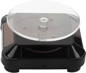 Display Stand,Abs Display Turntable,Solar Showcase 360 Degrees aerial herb Rotating Turntable Watch Phone Jewelry Display Stand Led Light for Storefronts,Windows,Offices,Counters,Etc (Black) plplaaoo Rotating 