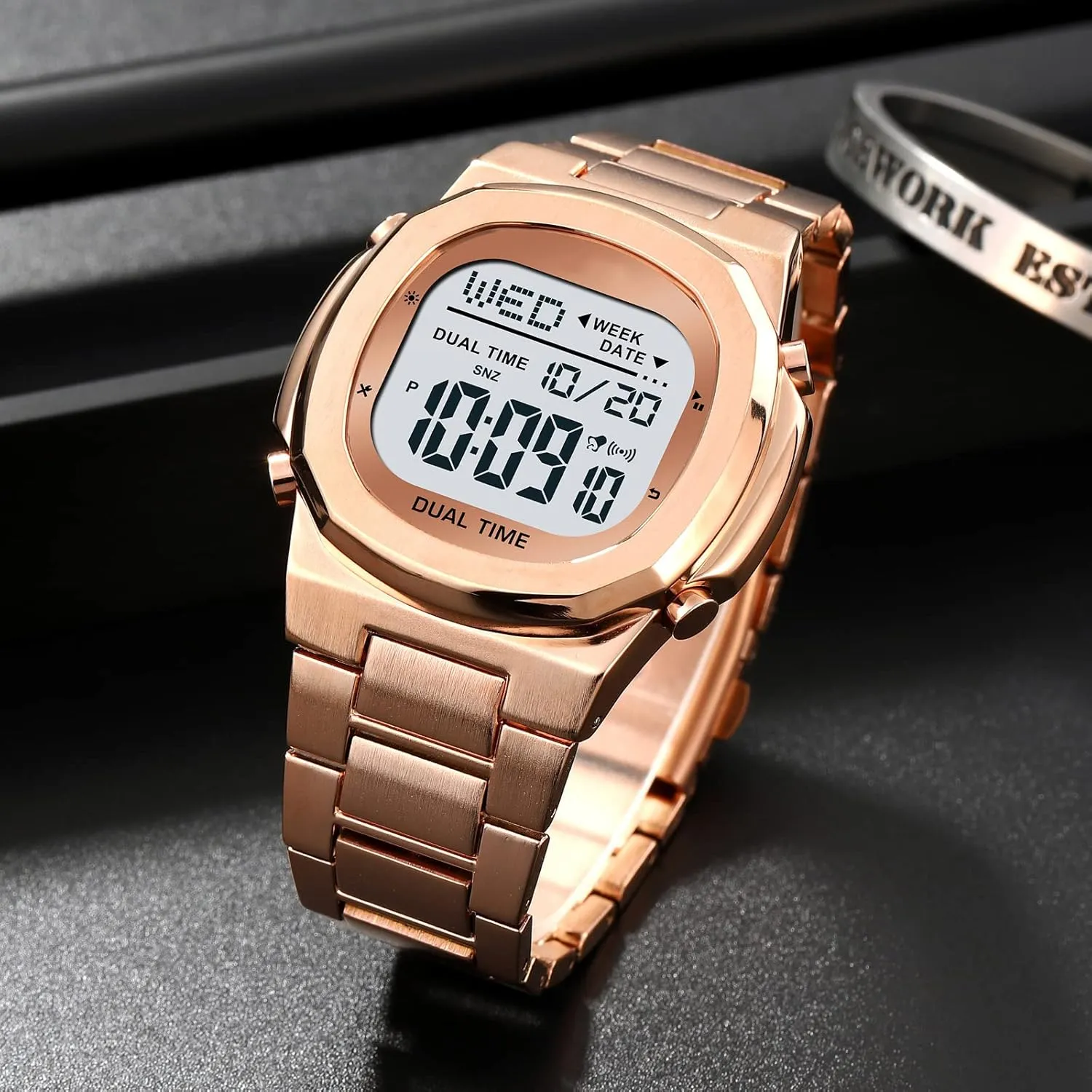Display Timing Stainless Steel Watch Reginald financially interchangeable crayon plateau Men's Multifunctional Electronic Watch Outdoor Sports Watch LED Large Digital 