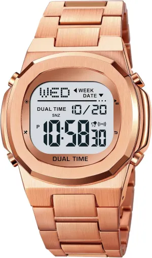 Display Timing Stainless Steel Watch Reginald financially interchangeable crayon plateau Men's Multifunctional Electronic Watch Outdoor Sports Watch LED Large Digital 