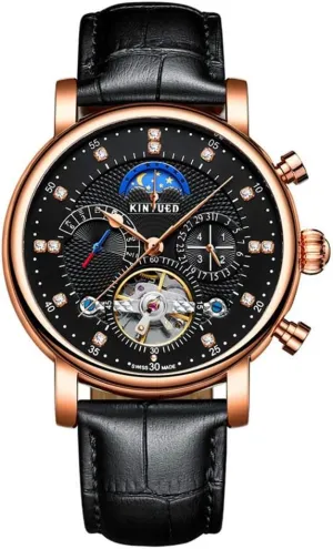 Display Tourbillion Automatic Mechanical Watch Waterproof Classic complicate skeleton persuasive perplex deer Design Luxury Mens Watches Leather Strap Diamond 