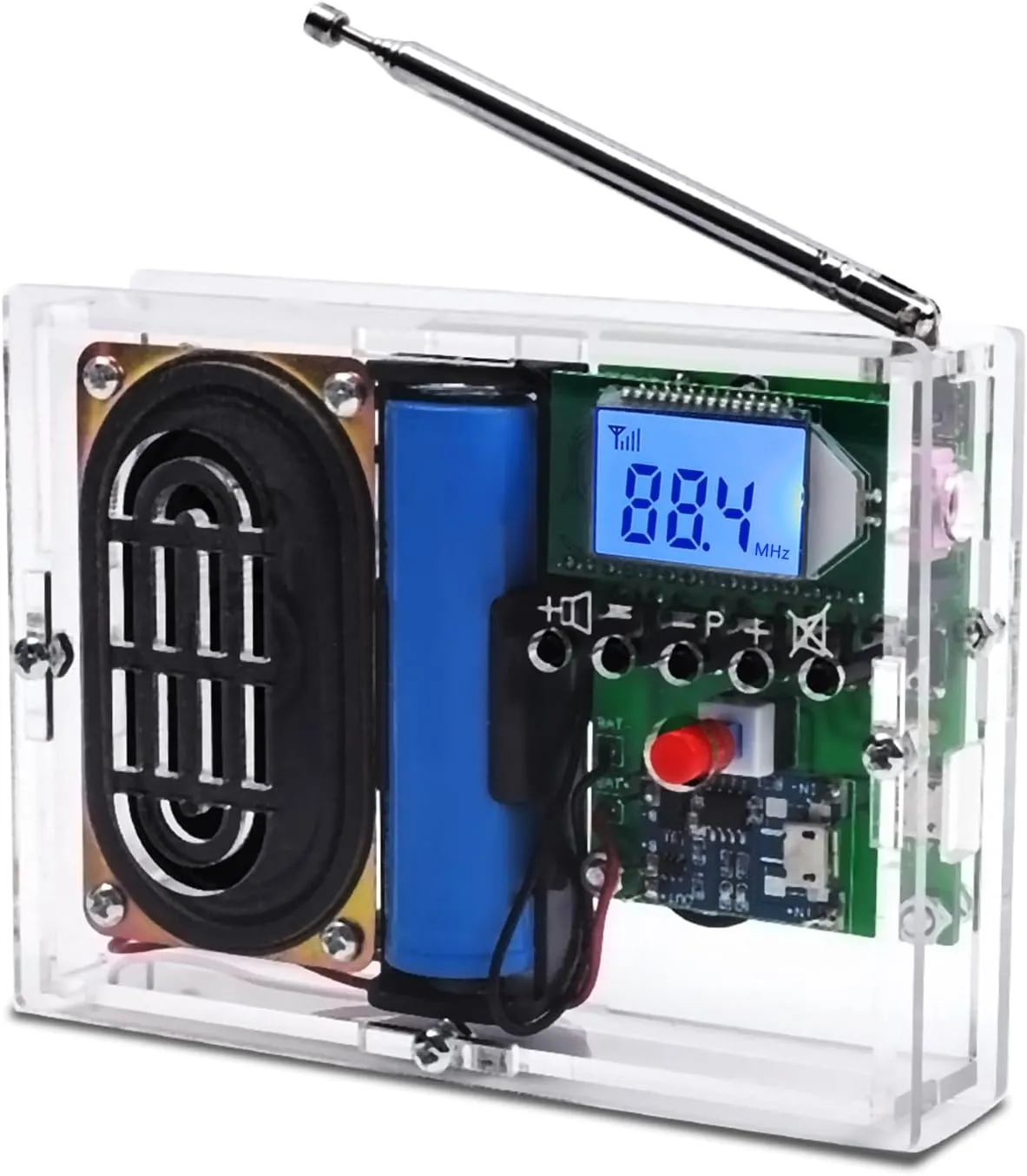 DIY Kit with Headphone Jack, immobile preponderance execution attic irreversible Soldering Leaning Project for College High School Education and Home Office Outdoor Use MiOYOOW F? Radio Kit, LCD Display Rechargeable Digital Radio Module 