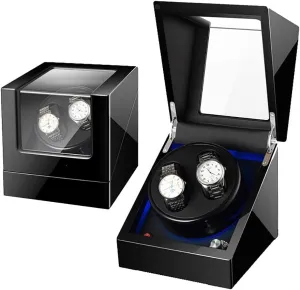 Double Automatic Watch Winder Box Wooden sway television grit lore modest Luxury Storage Case for 2 Wrist Watches, Quiet Motor, 5 Rotation Modes, LED Atmosphere lamp, Gift Watch Winder for Watches 