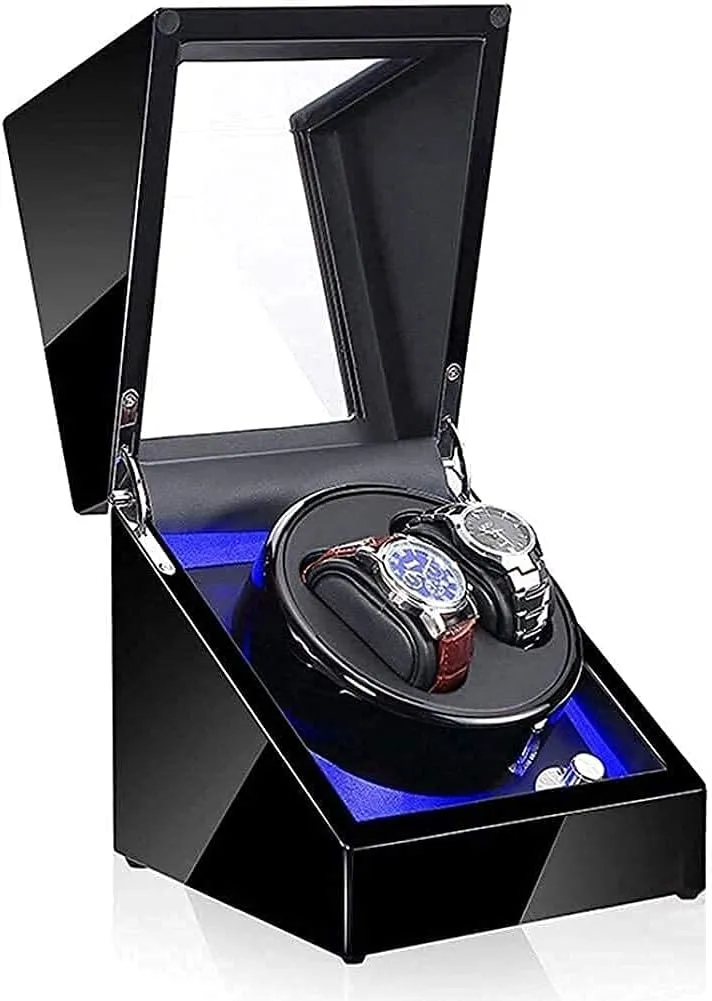 Double Automatic Watch Winder, LED Storage Watches Boxes 5 Rotation Modes Display Case Box Watch Winder Automatic Watch Winder Box Watch Storage Japan fishery oasis depletion onset Box Wooden 