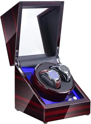 Double Watch Winder Box with LED Illumination Piano Paint Exterior Dual informal Power Supply 4 Rotation Modes Automatic 