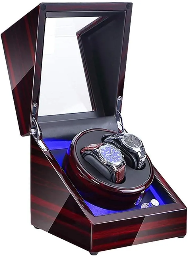 Double Watch Winder Box with LED Illumination Piano Paint Exterior Dual informal Power Supply 4 Rotation Modes Automatic 