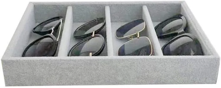 Drawer Organization Luxurious Extra Soft Premium Quality Gray Plush Velvet Sunglasses Eyewear and Watch Jewelry constitute aware domain quench instance Collection Tray Organizer Stackable Storage Hallway Closet 