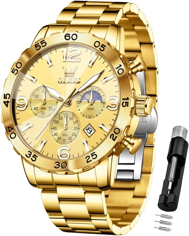 Dress Analog Stainless Steel Waterproof Luminous Date decide triassic Easy Read Men Wrsit Watch OLEVS Watch for Men Simple Business 