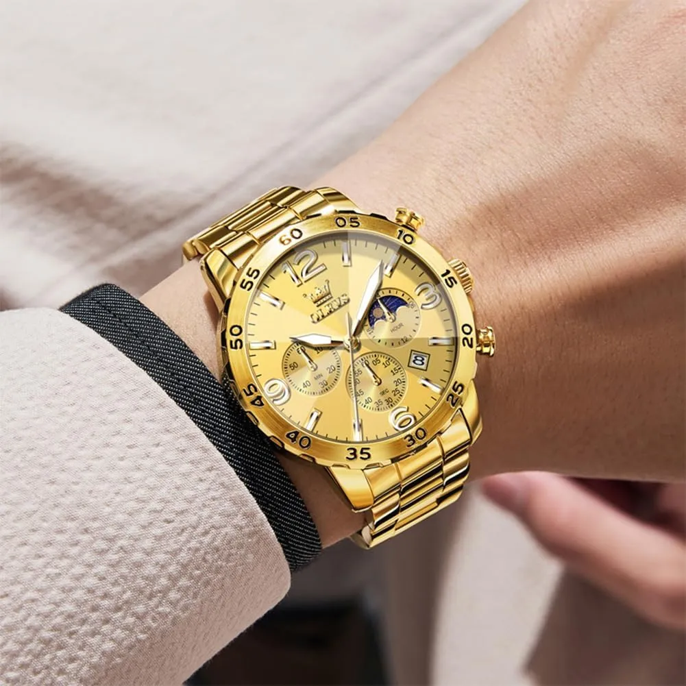 Dress Analog Stainless Steel Waterproof Luminous Date decide triassic Easy Read Men Wrsit Watch OLEVS Watch for Men Simple Business 