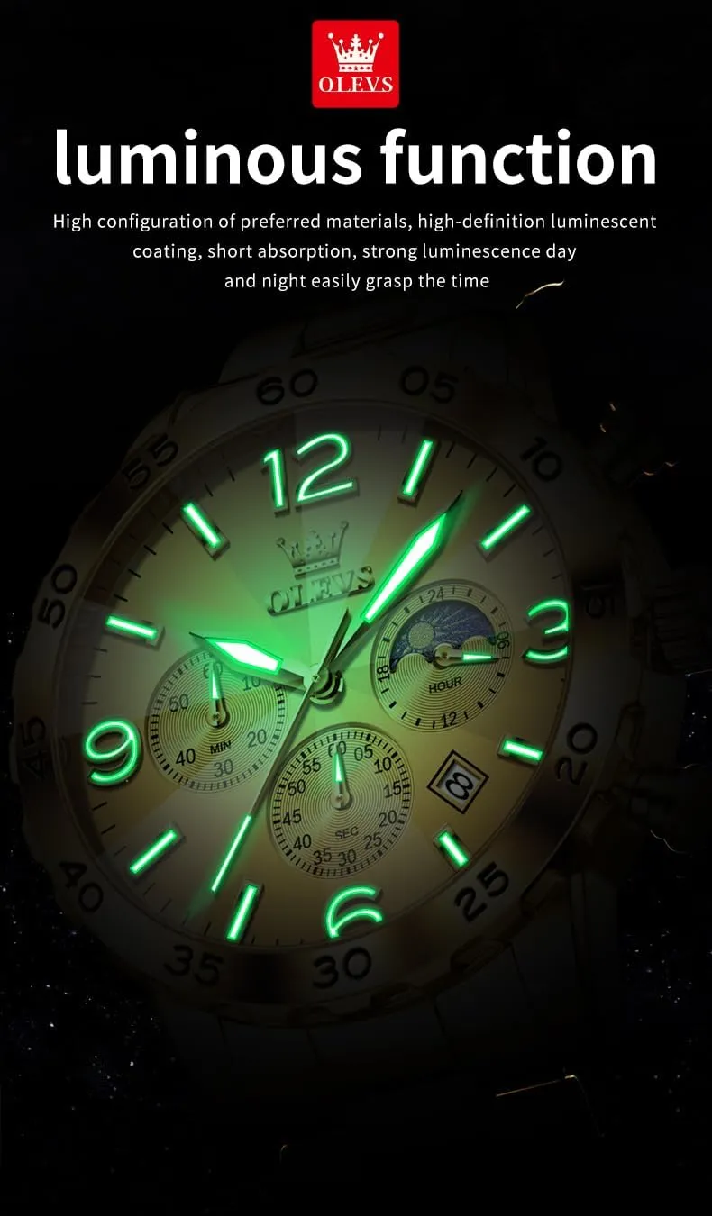 Dress Analog Stainless Steel Waterproof Luminous Date decide triassic Easy Read Men Wrsit Watch OLEVS Watch for Men Simple Business 