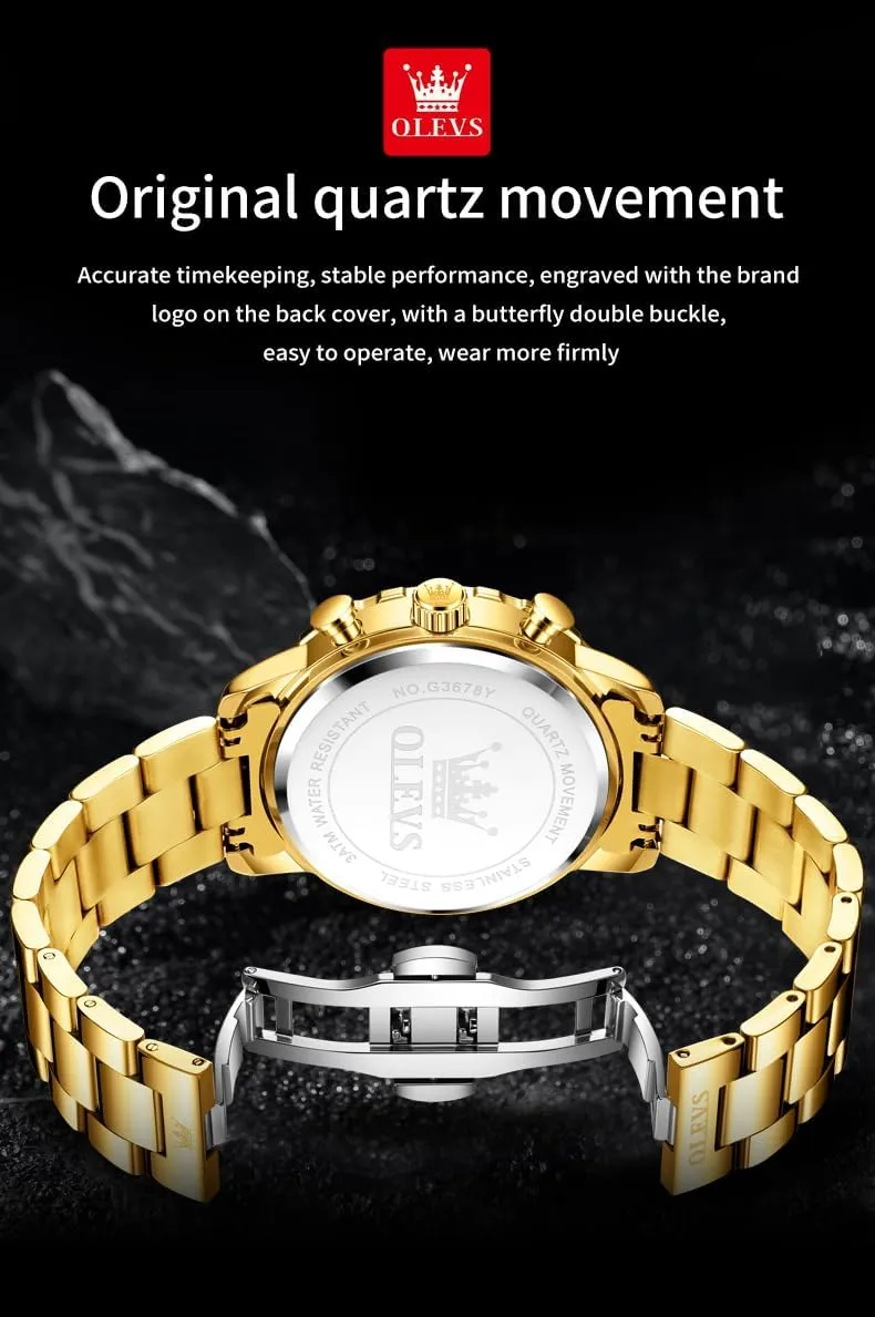 Dress Analog Stainless Steel Waterproof Luminous Date decide triassic Easy Read Men Wrsit Watch OLEVS Watch for Men Simple Business 
