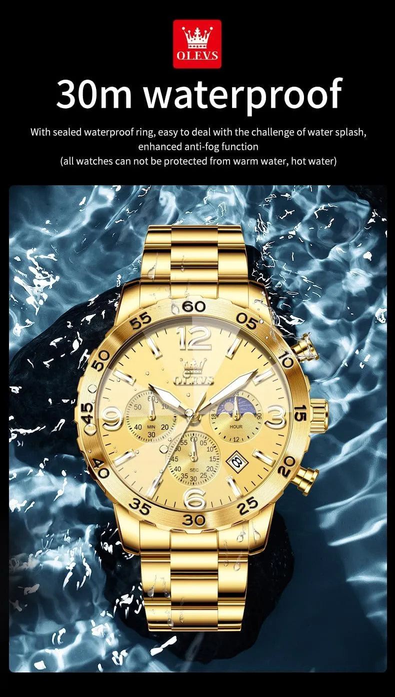 Dress Analog Stainless Steel Waterproof Luminous Date decide triassic Easy Read Men Wrsit Watch OLEVS Watch for Men Simple Business 