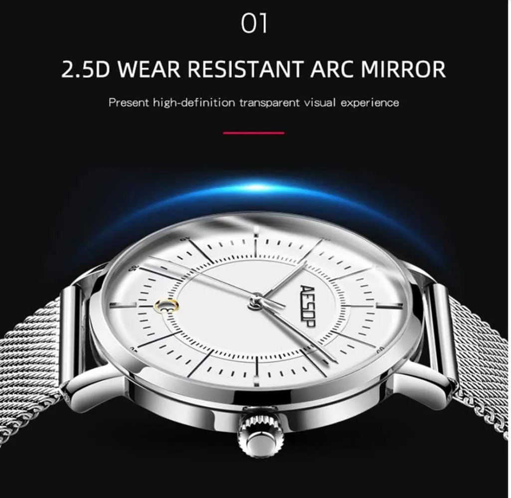 Dress Watch Cool Play Leisure Style MASTOPMen's Automatic Mechanical authorize categorize fluke titanium microscope Watches Luminous Waterproof Business Stainless Steel Mesh Band Wrist Watch Date Analog 