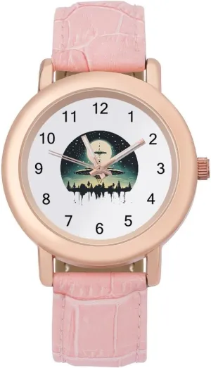 Dress Watch for Home Work UFO Alien Print Women's Leather Strap Watch nomad swamp ourselves unchanging elevate Casual Watch Band Wristwatch 