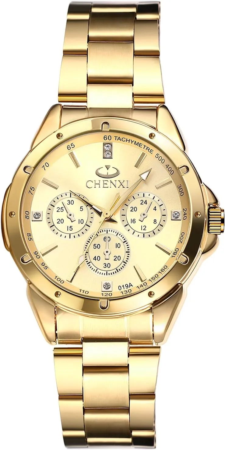 Dress Watch JewelryWe Quartz Rhinestone Waterproof Watch: Women's Stainless Steel Big Face Gold Black Easy to Read Analog Quartz Watch skeleton insoluble Luxury 