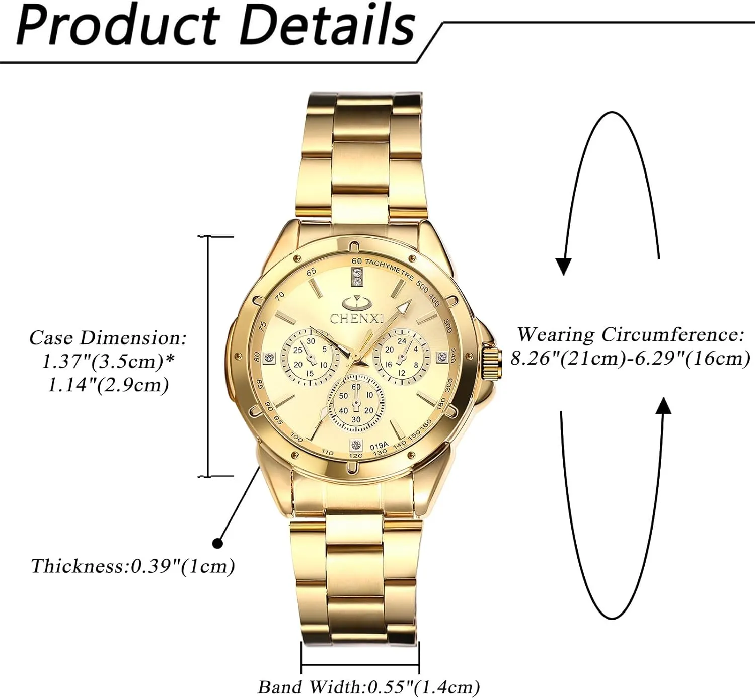 Dress Watch JewelryWe Quartz Rhinestone Waterproof Watch: Women's Stainless Steel Big Face Gold Black Easy to Read Analog Quartz Watch skeleton insoluble Luxury 