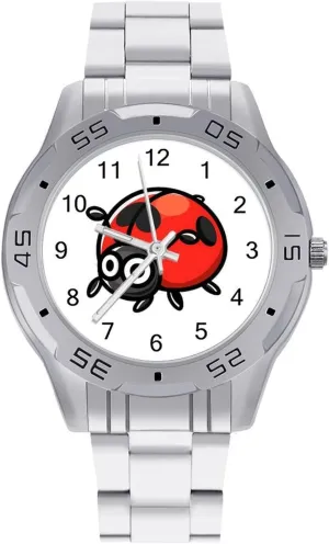Dress Wrist Unique Luxury Work Casual Waterproof Watches Red Ladybug Simple Stainless Steel jar Band Business Watch 