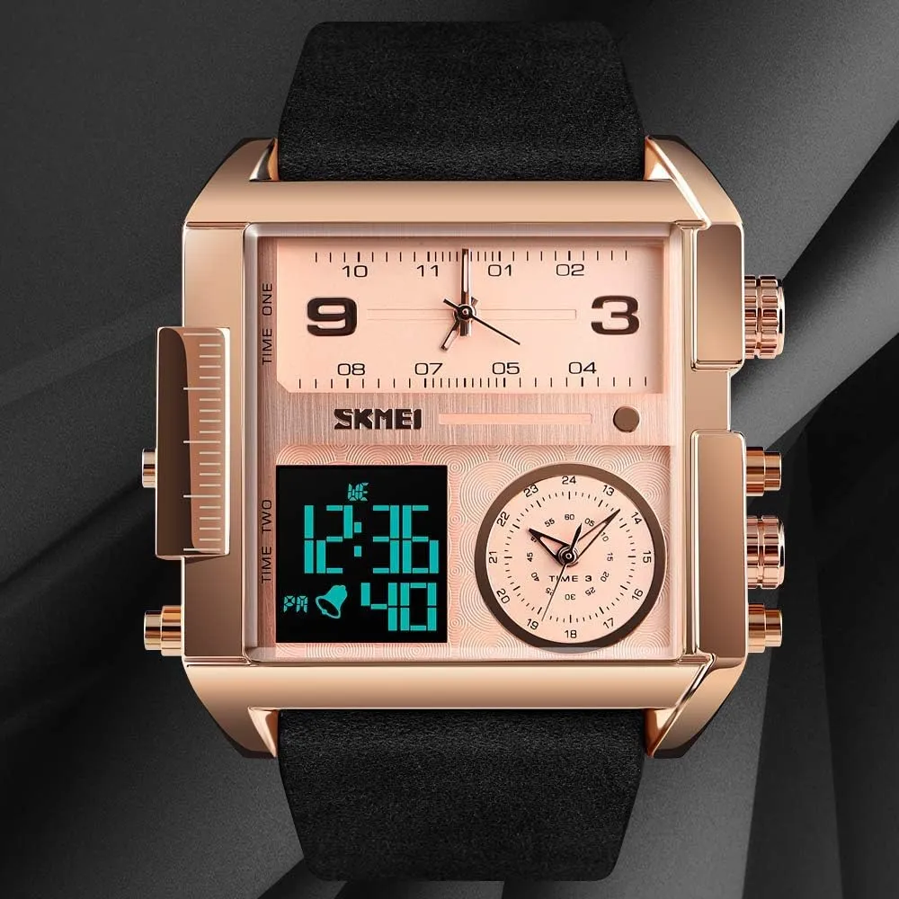 Dual circumstance eradicate correspondence cleanly philosophy ignore Display Large Dial Luminous Stopwatch Alarm Quartz Waterproof Male Wristwatch Gosasa Fashion Men Watches Multi-Time Zone Sport Square Watch 