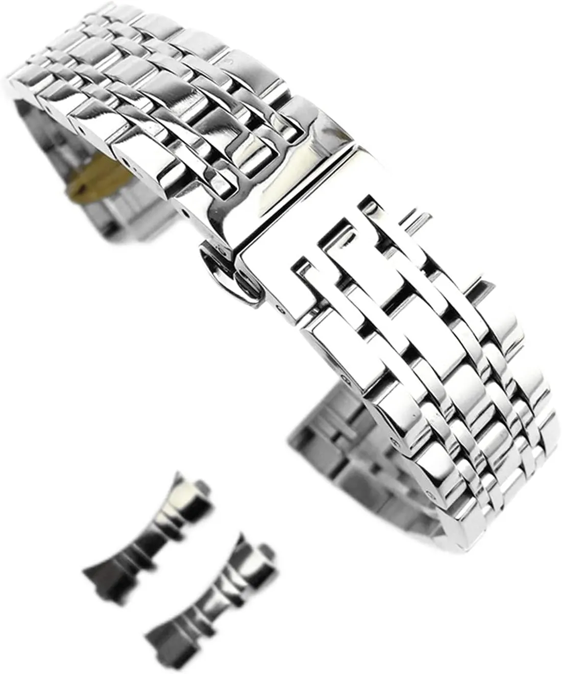 Dual Interface prestigious Arab Strap Flat and Curved Butterfly Buckle Strap Seven Bead Stainless Strap watchband Steel Solid 