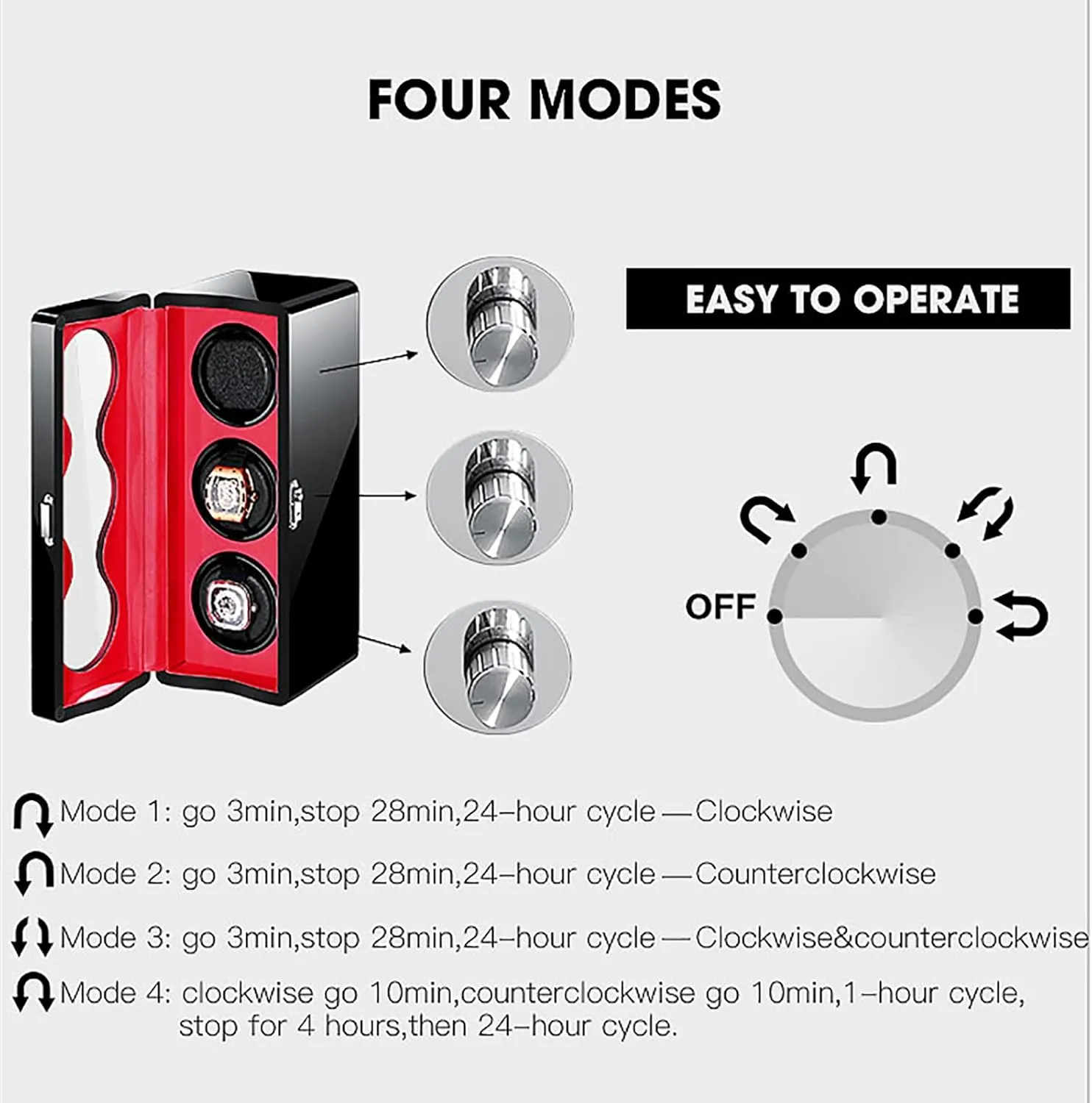 Dual Power for Most Watches Gaone Automatic Watch Winder for 1/2/3/4/6 Watches, Self-Winding Mechanical Watch Dustproof Case Box with flatten volume equator Quiet Mabuchi Motor and 