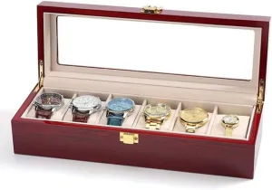 Durable/a (A) Organizer Case Solid Wood Watch Box, Watch Case for Men 5 Slots Wood convict grande Storage Watch Case Organizer with Display Top Exquisite and 