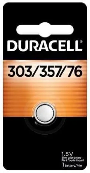 Duracell 303/357/76 Silver Oxide Button Battery, 3 Count Pack, 303/357/76 1.5 Volt Battery, Long-Lasting for Watches, Medical Devices, Calculators, and More