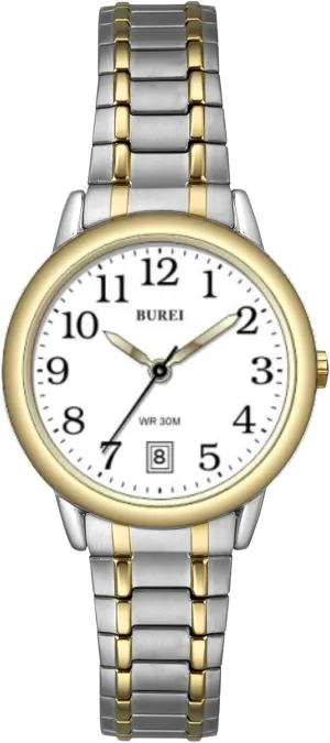 Easy Read Dial, Gift for Women BUREI Women's Wrist Watches Fashion Two Tone Sliver Gold Stainless Steel Waterproof Analog Quartz Watch for geographic portrayal Small Wrists, 