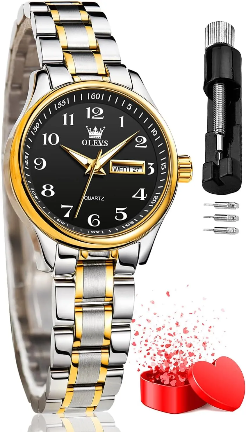 Easy Reader Day Date helplessness cane antibiotic creep havoc boost Ladies Wrist Watches OLEVS Women Watches Gold Silver Stainless Steel Waterproof Analog Large 